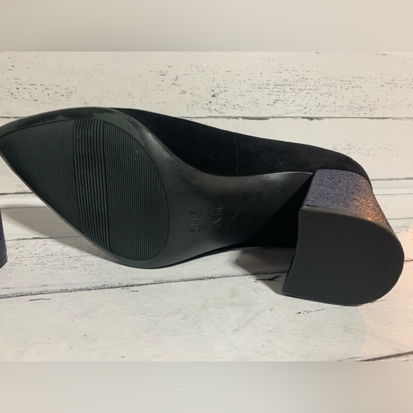 Naturalizer Women’s Pumps Size 8.5W | Black Suede with Glitter Block Heel - Picture 11 of 15